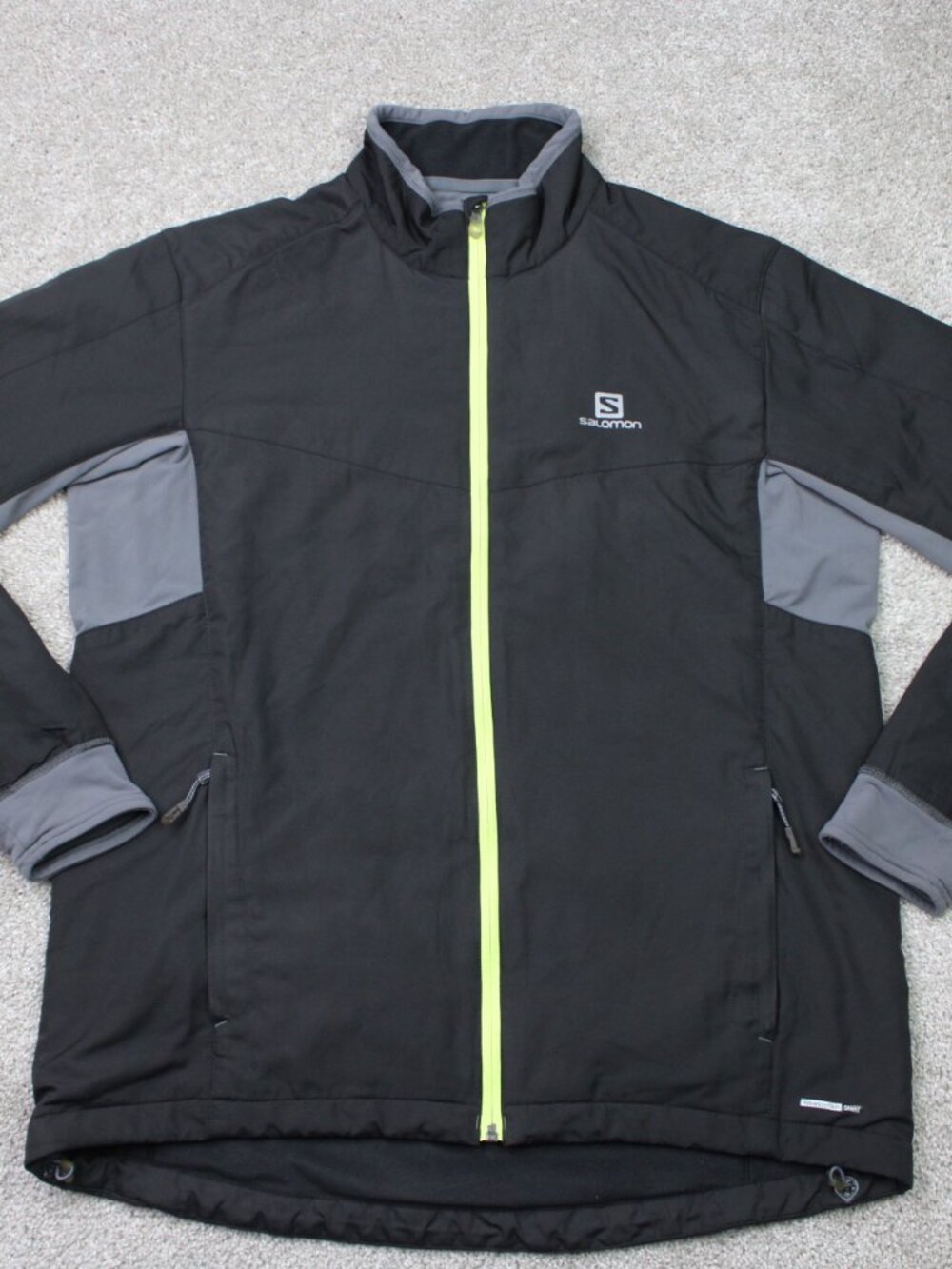 Salomon Jacket Mens Large Black Advanced Skin Shield Full Zip Soft Shell Coat